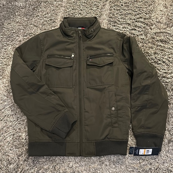 Tommy Hilfiger Green Military Field Jacket with Structured Shoulders - Picture 1 of 8